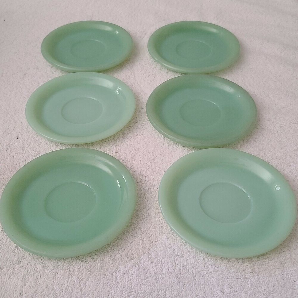Fire King Oven Ware Jadeite saucer plates 6"  lot of 6 Vintage Restaurant ware